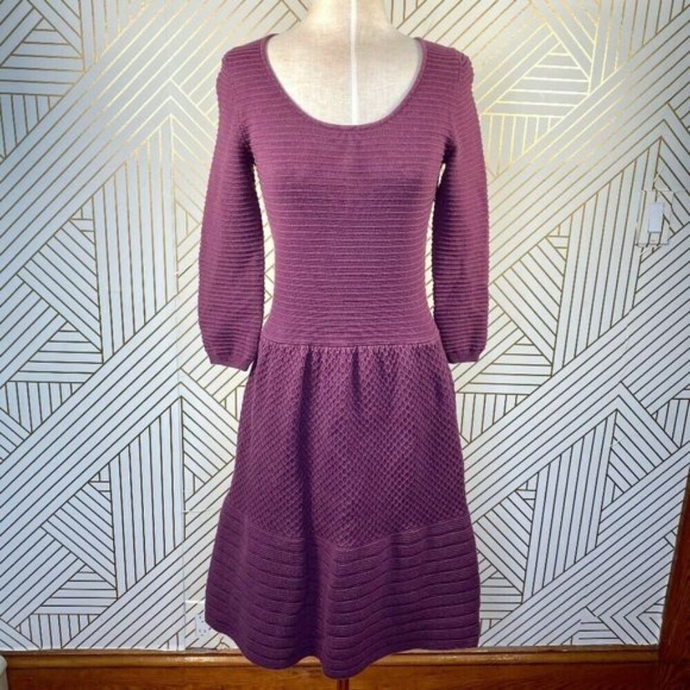 Boden Libby Textured Sweater Dress in Purple